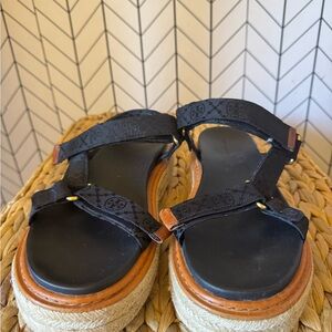 Tory Burch Black and Tan Sandals